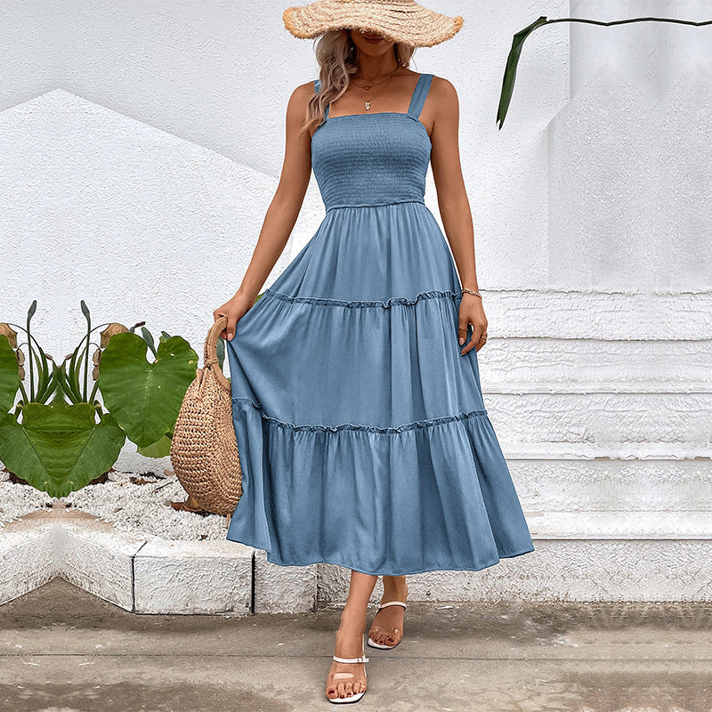Abito estivo con balza vintage e schiena scoperta – Vestito fluido da donna