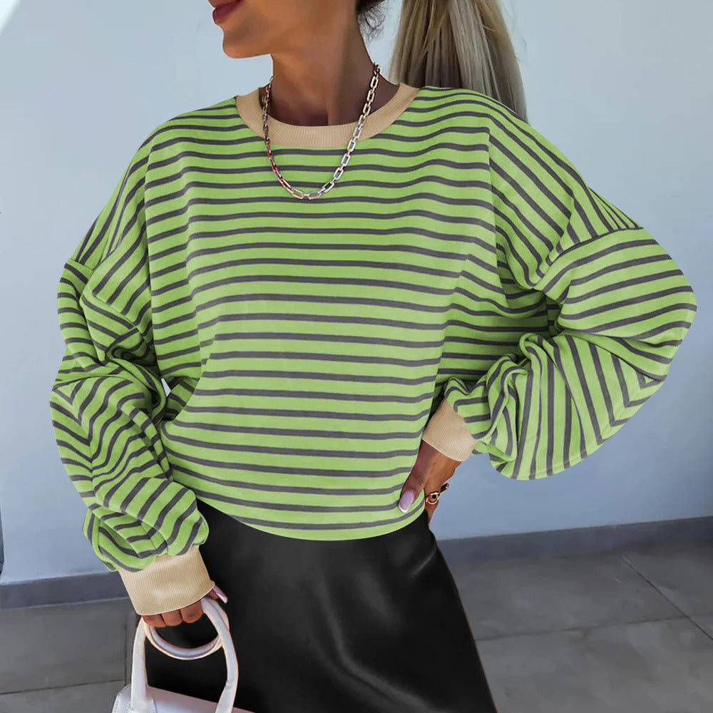 Felpa donna a righe dal taglio boxy – Casual e di tendenza