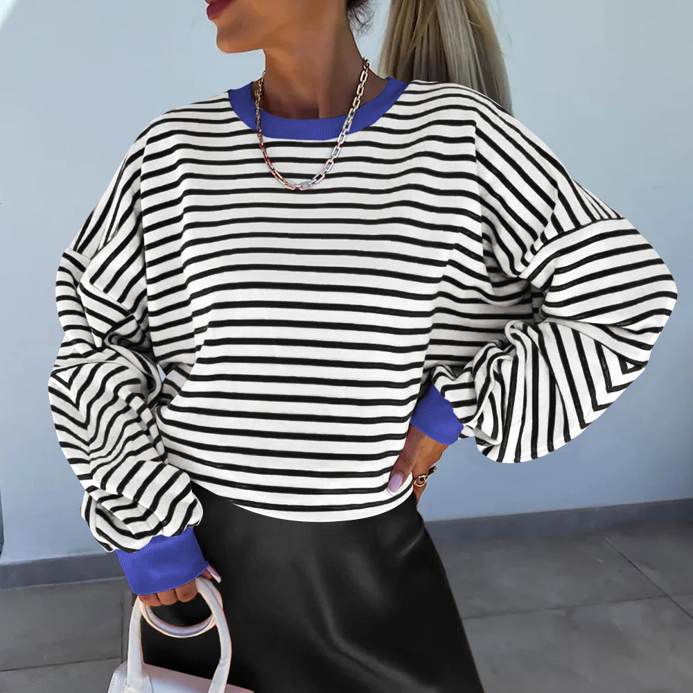 Felpa donna a righe dal taglio boxy – Casual e di tendenza