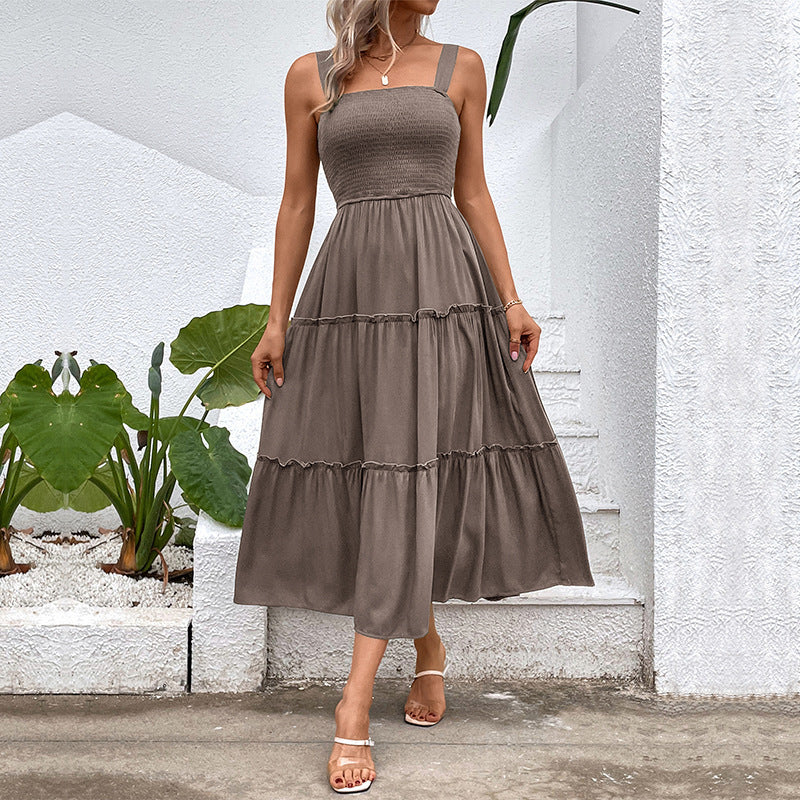 Abito estivo con balza vintage e schiena scoperta – Vestito fluido da donna