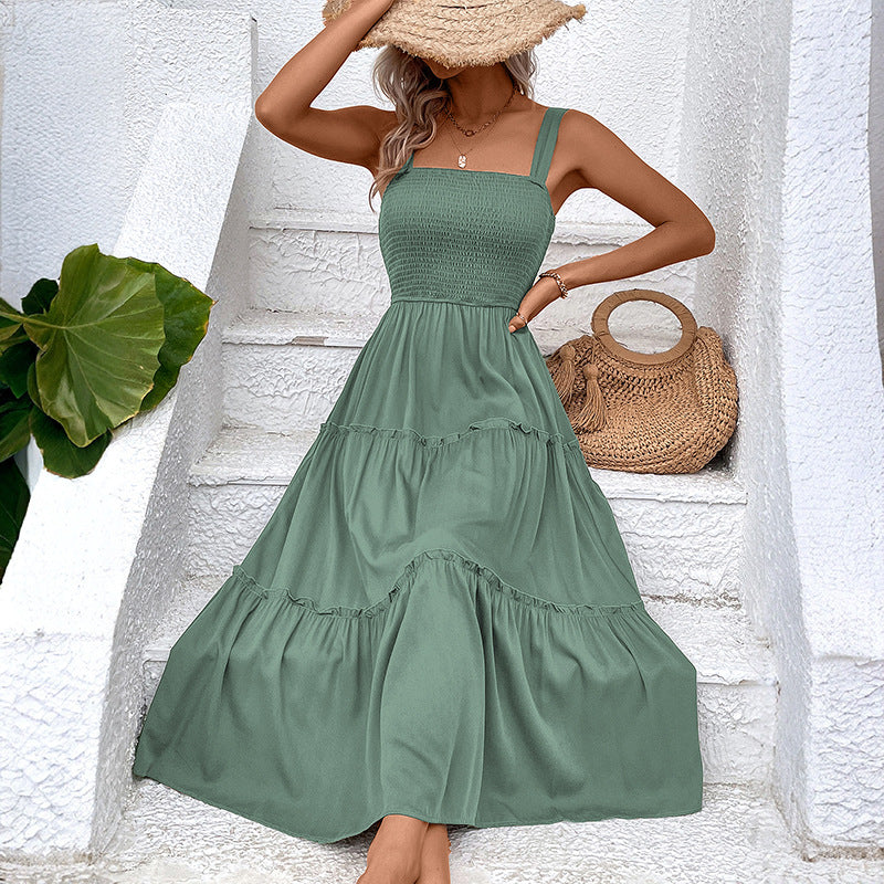 Abito estivo con balza vintage e schiena scoperta – Vestito fluido da donna