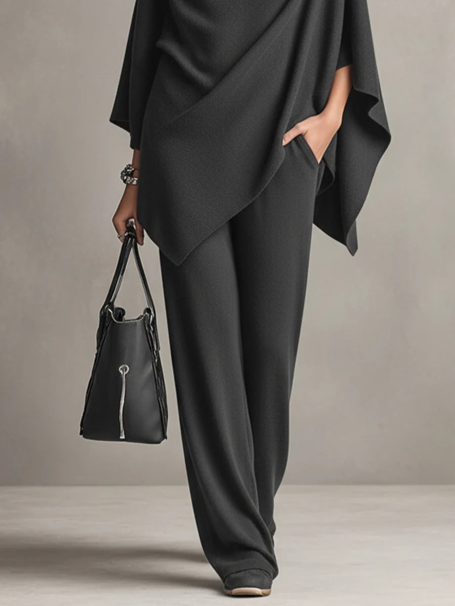 Elegante completo drappeggiato in due pezzi per donna – Elegante abito coordinato
