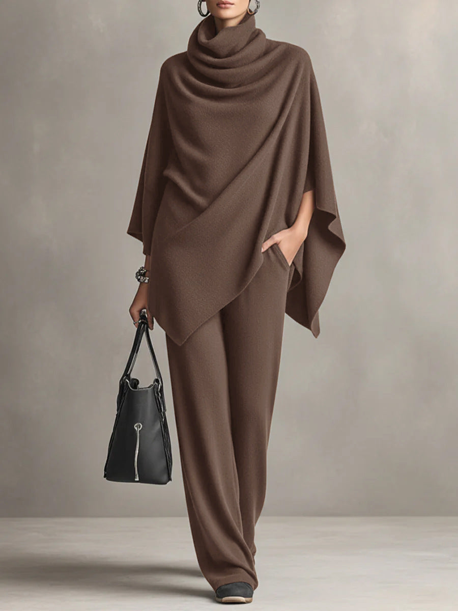 Elegante completo drappeggiato in due pezzi per donna – Elegante abito coordinato