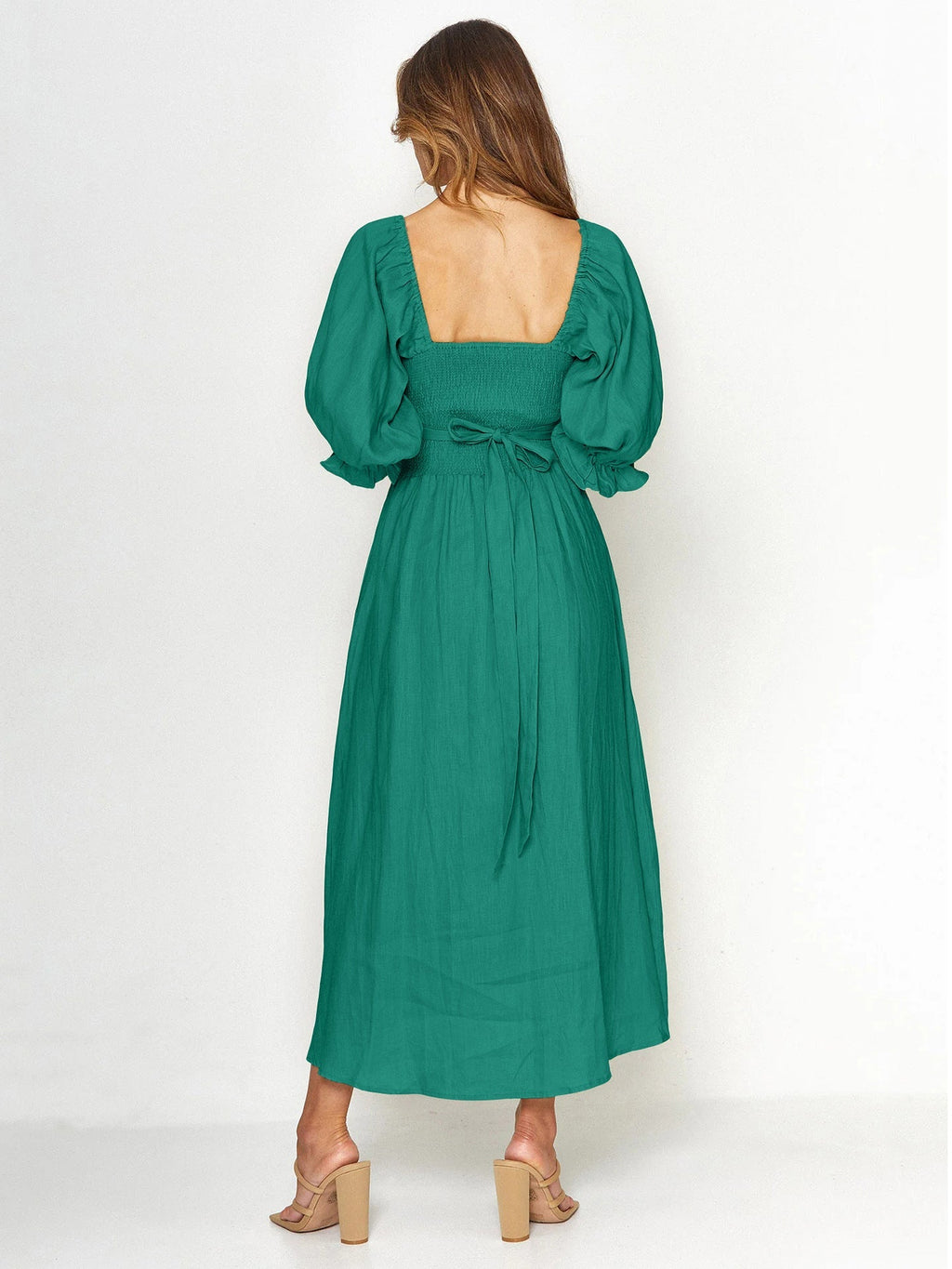 Abito lungo da donna con laccio in vita – Vestito romantico elegante