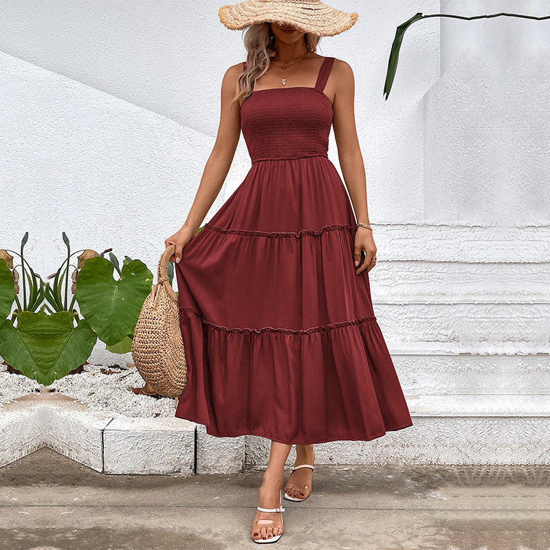 Abito estivo con balza vintage e schiena scoperta – Vestito fluido da donna