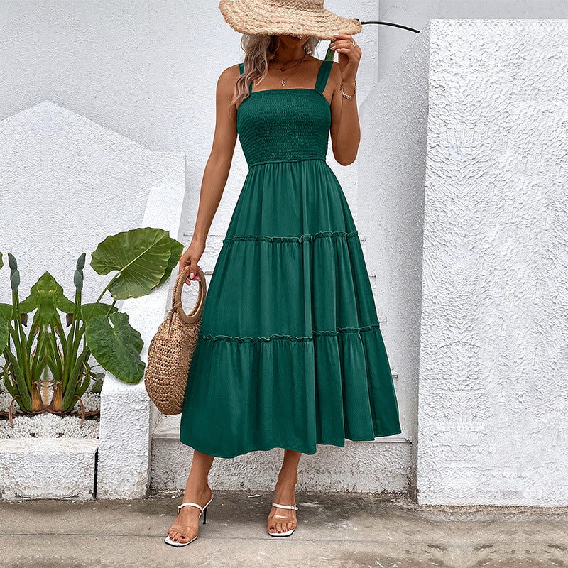 Abito estivo con balza vintage e schiena scoperta – Vestito fluido da donna