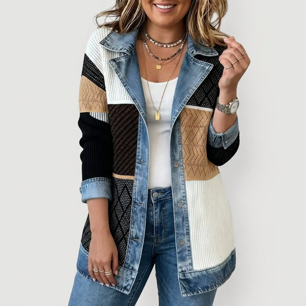 Giacca donna in maglia indaco - Morbida e casual