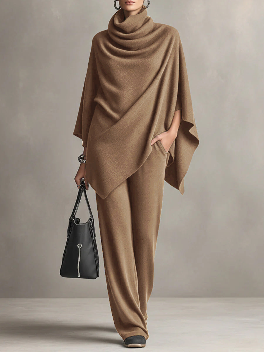 Elegante completo drappeggiato in due pezzi per donna – Elegante abito coordinato