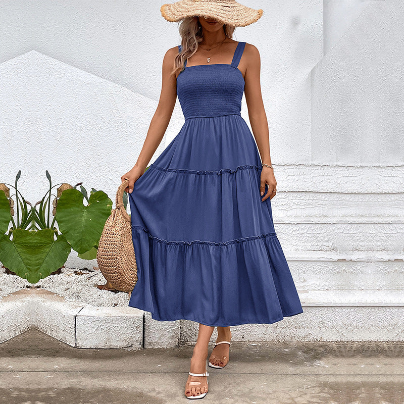 Abito estivo con balza vintage e schiena scoperta – Vestito fluido da donna