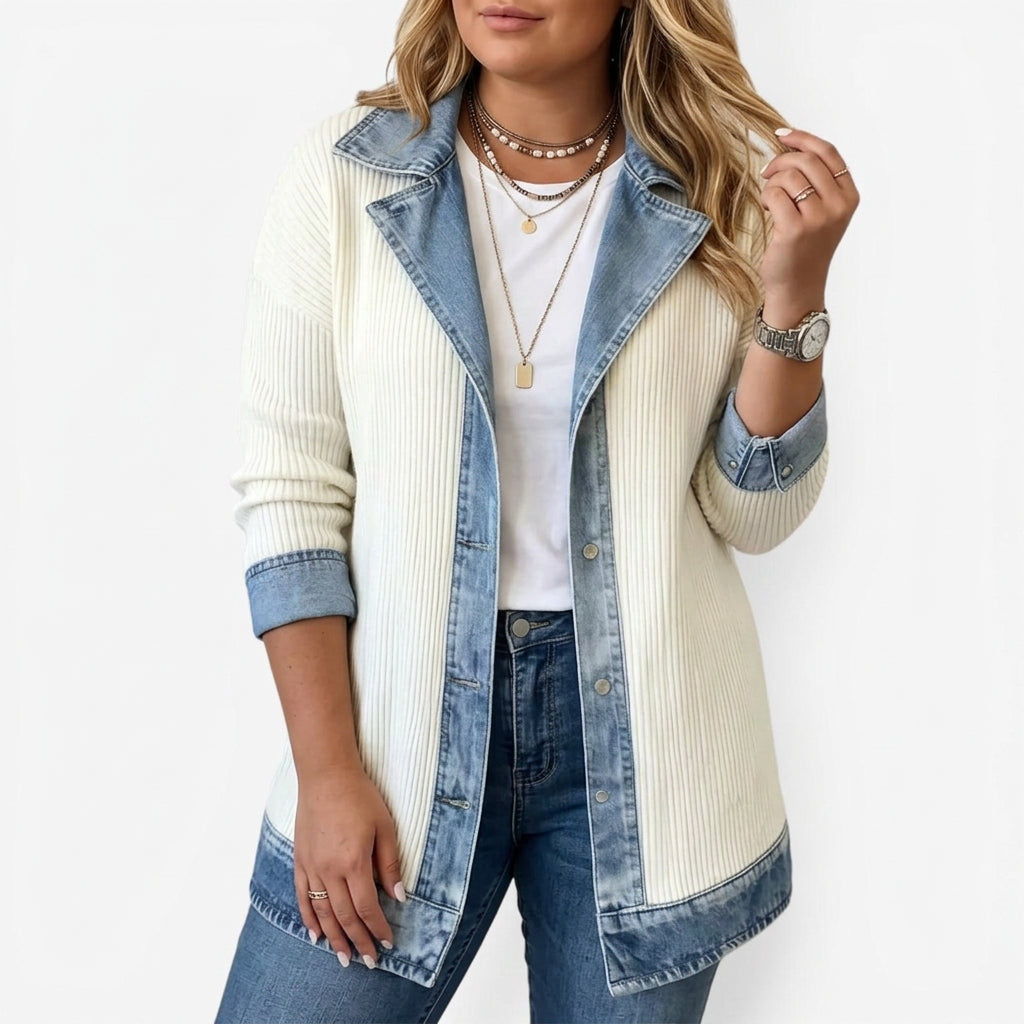 Giacca donna in maglia indaco - Morbida e casual