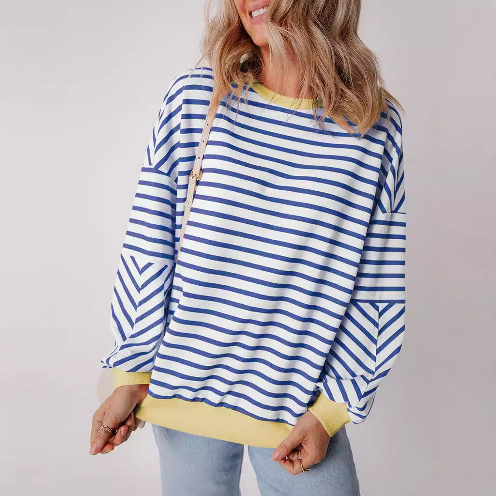 Felpa donna a righe dal taglio boxy – Casual e di tendenza
