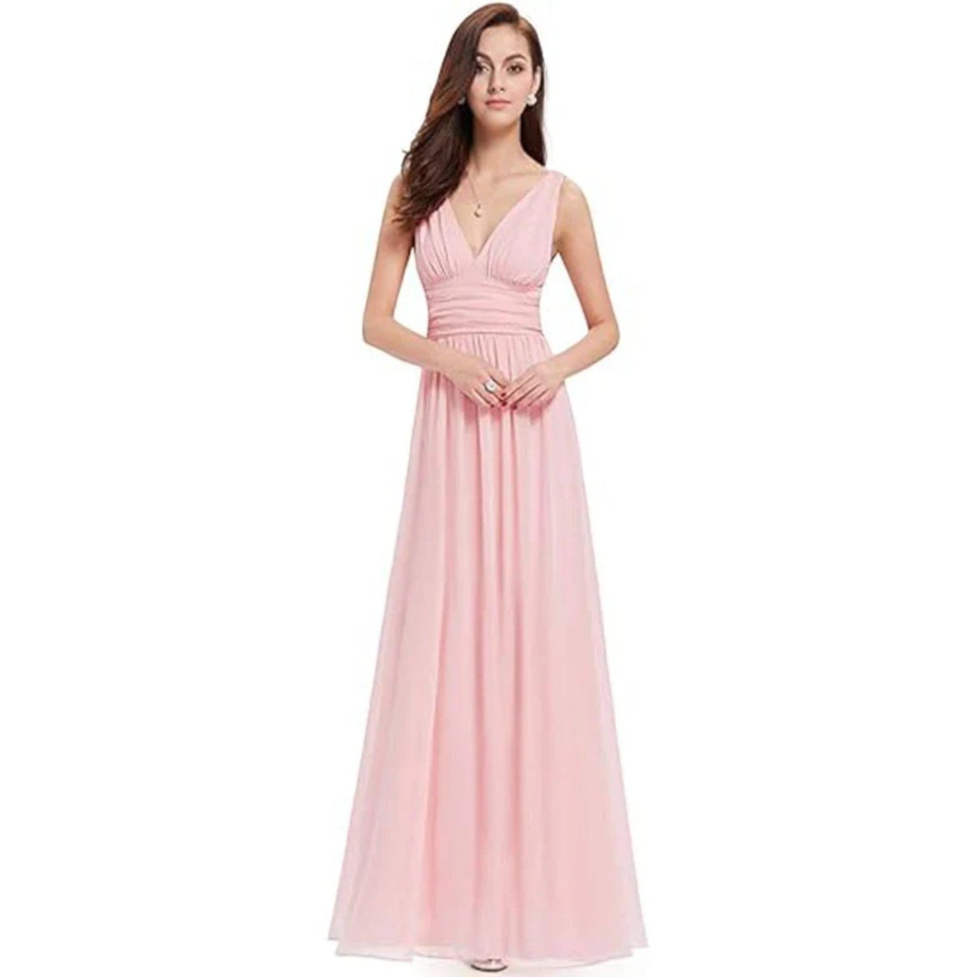 Abito Maxi Elegante con Scollo a V – Stile Femminile Senza Tempo