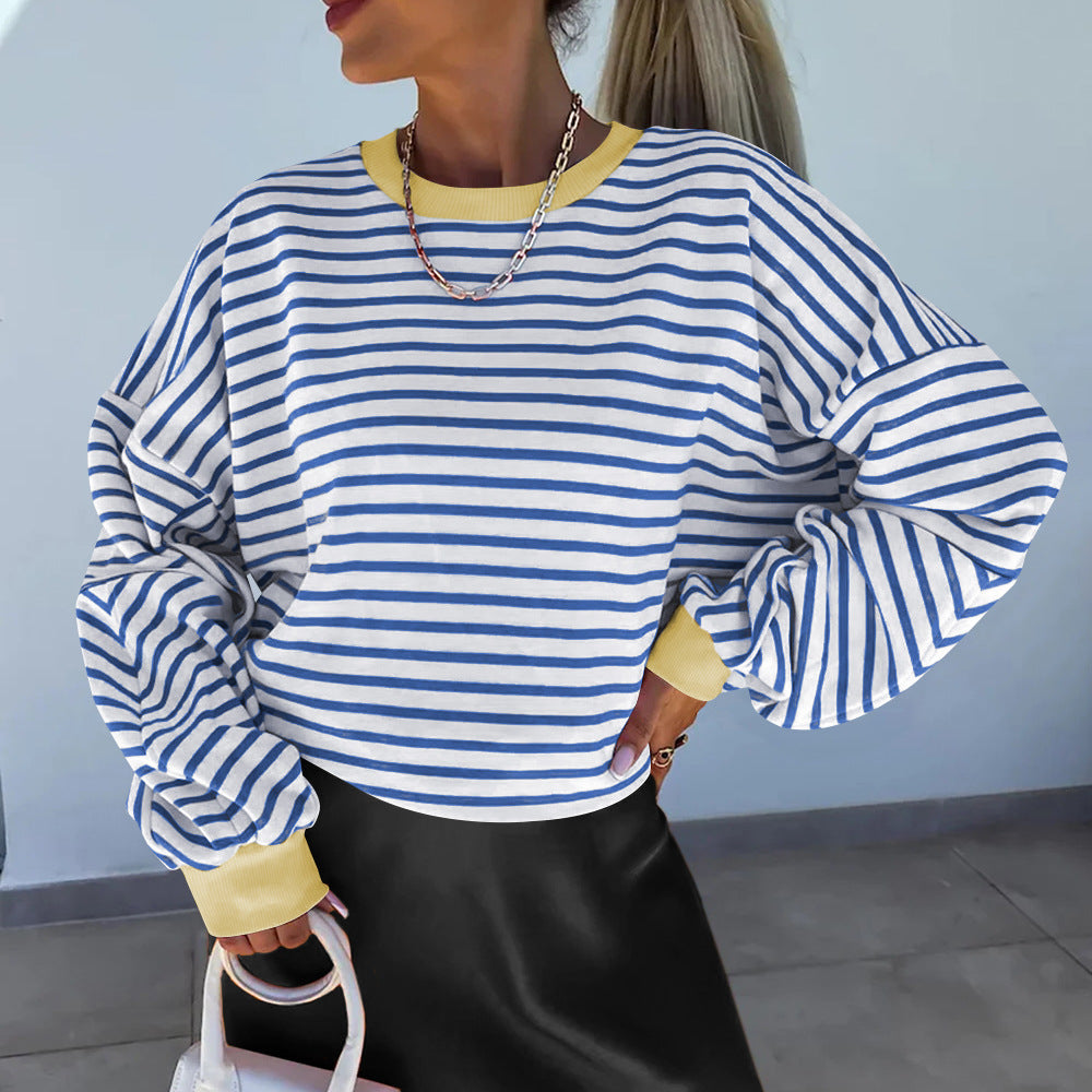 Felpa donna a righe dal taglio boxy – Casual e di tendenza