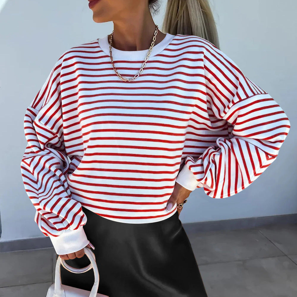 Felpa donna a righe dal taglio boxy – Casual e di tendenza