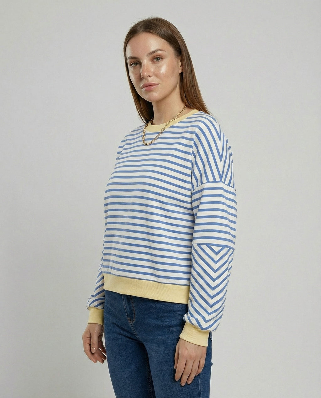 Felpa donna a righe dal taglio boxy – Casual e di tendenza
