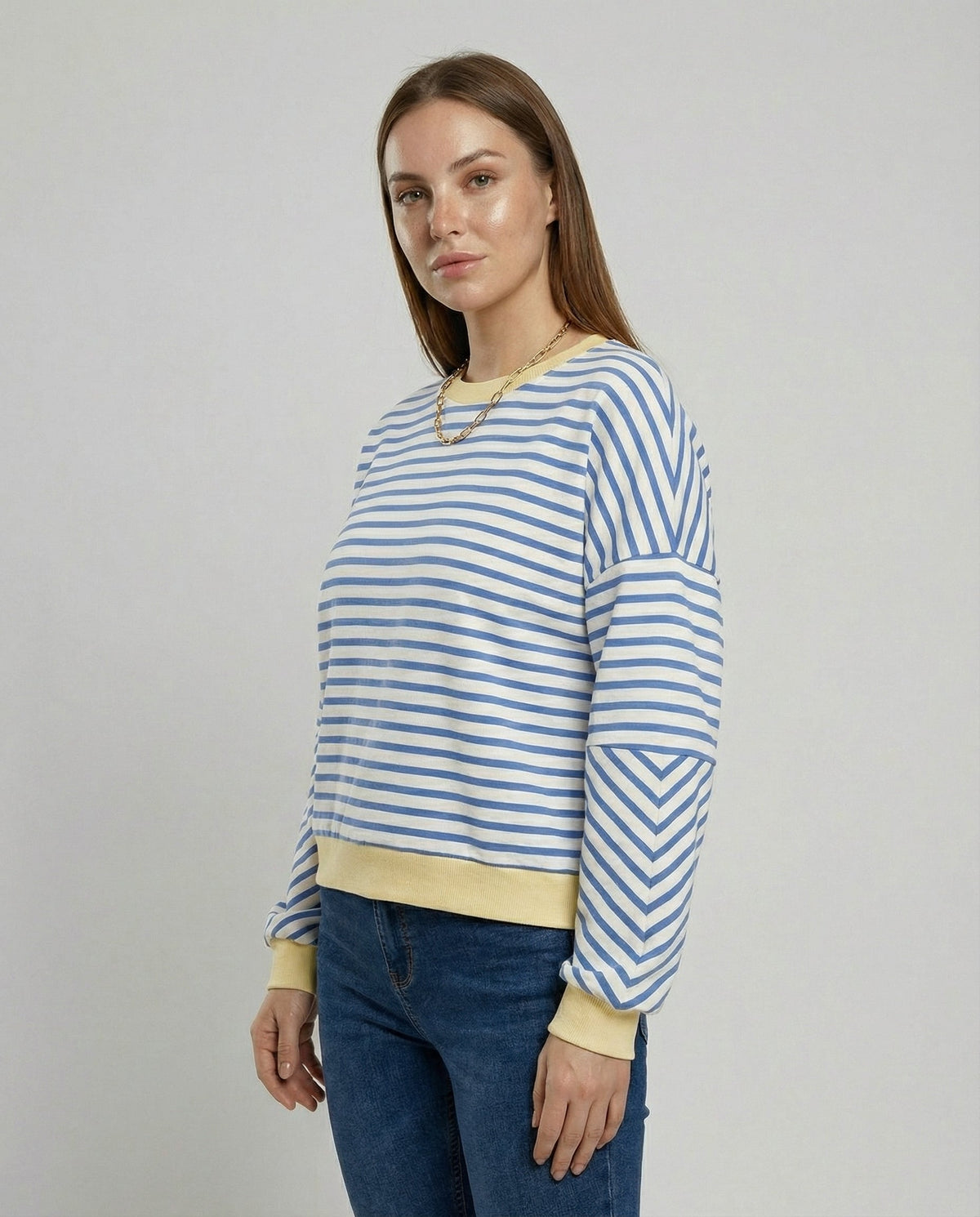 Felpa donna a righe dal taglio boxy – Casual e di tendenza