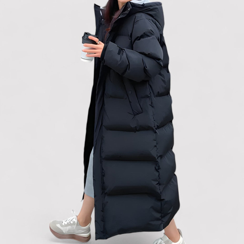Parka con cappuccio nero da donna – Giacca invernale lunga e impermeabile