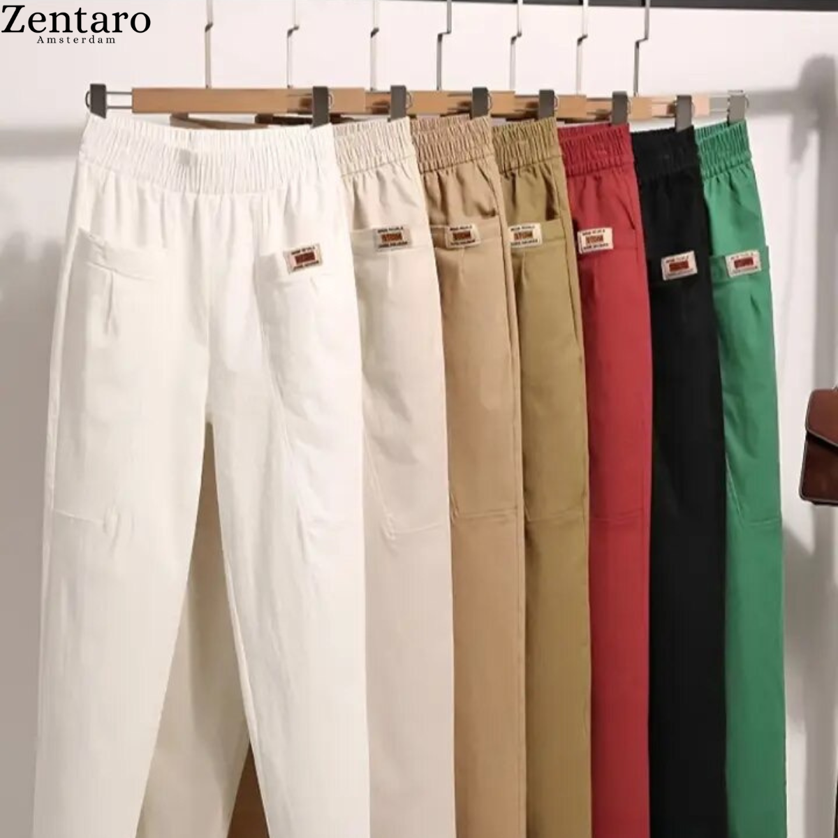 Eleganti pantaloni in cotone da donna – Comodi pantaloni casual con elastico in vita