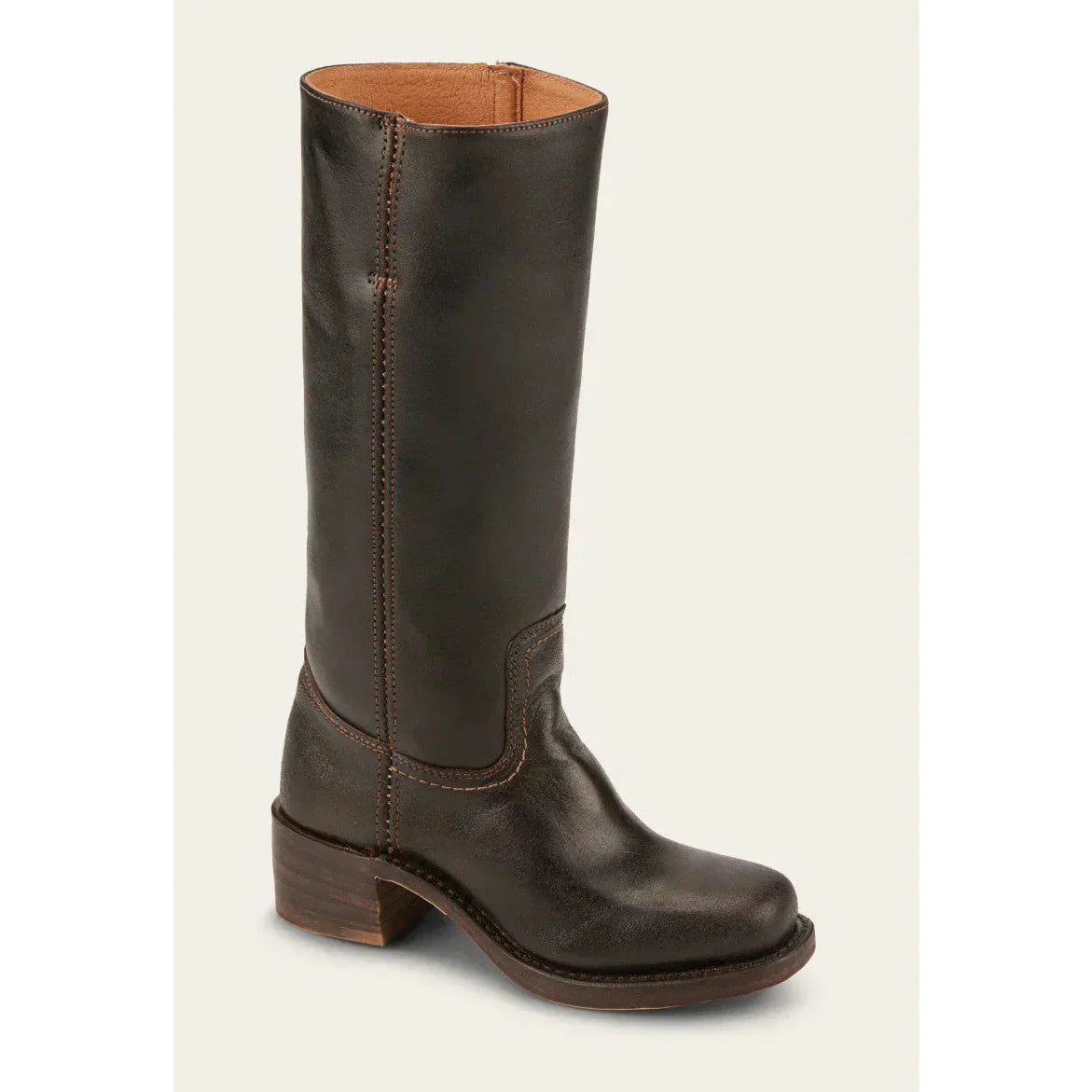 Stivali alti da cowboy in pelle da donna – stile punta tonda con tacco a blocco