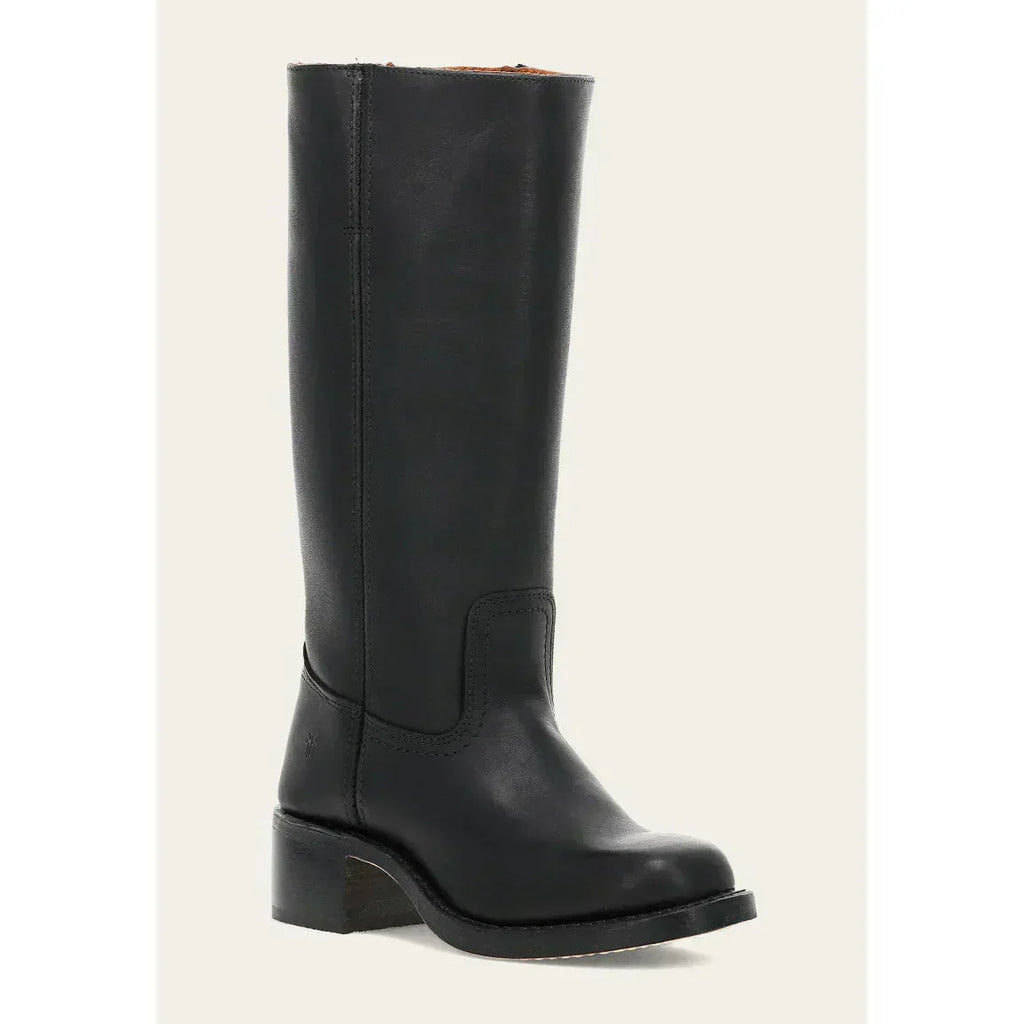 Stivali alti da cowboy in pelle da donna – stile punta tonda con tacco a blocco