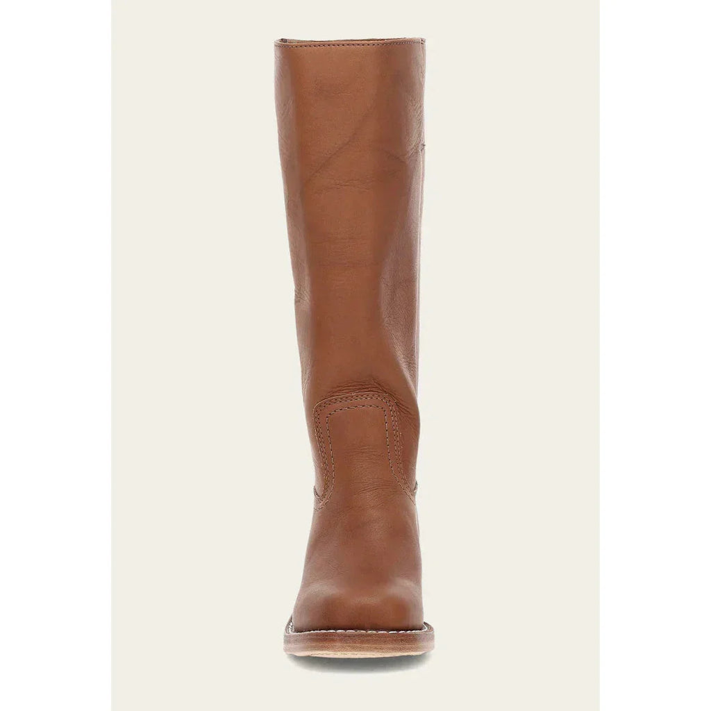 Stivali alti da cowboy in pelle da donna – stile punta tonda con tacco a blocco