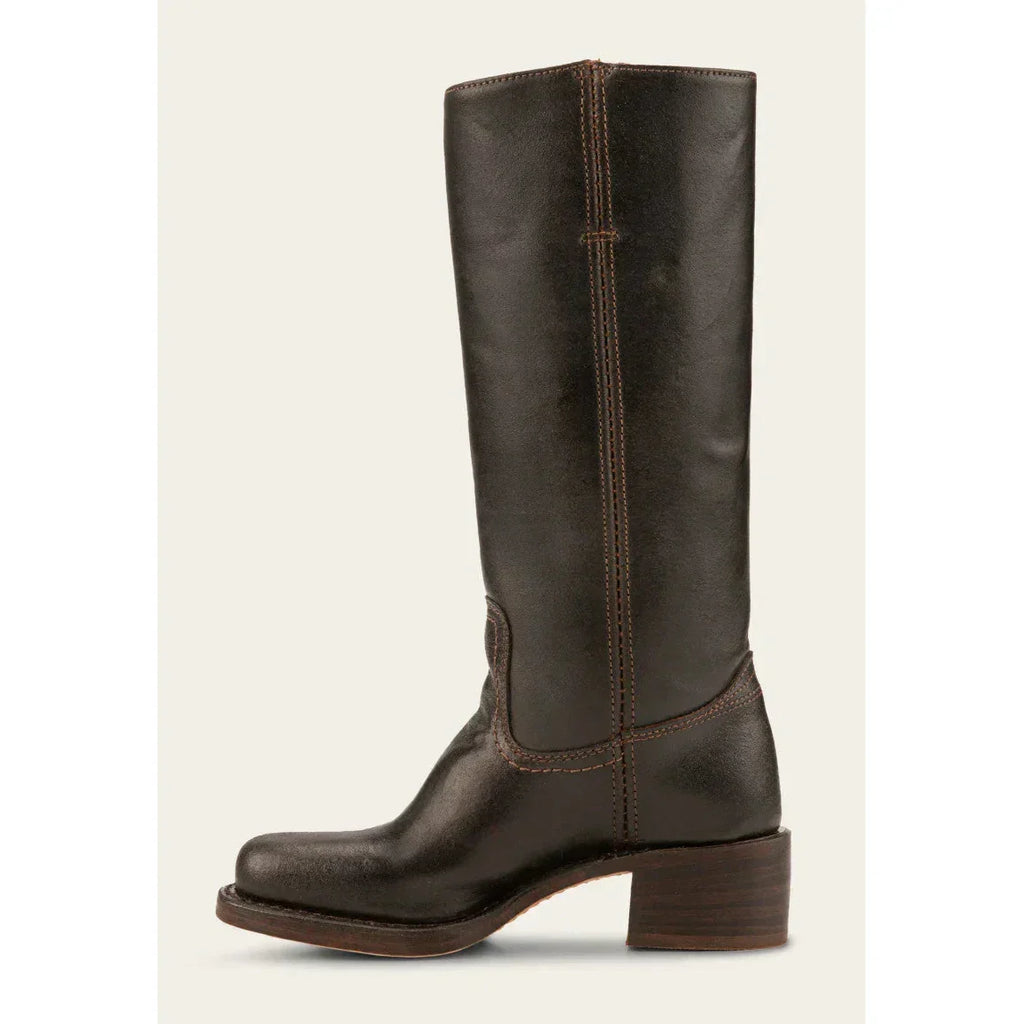 Stivali alti da cowboy in pelle da donna – stile punta tonda con tacco a blocco