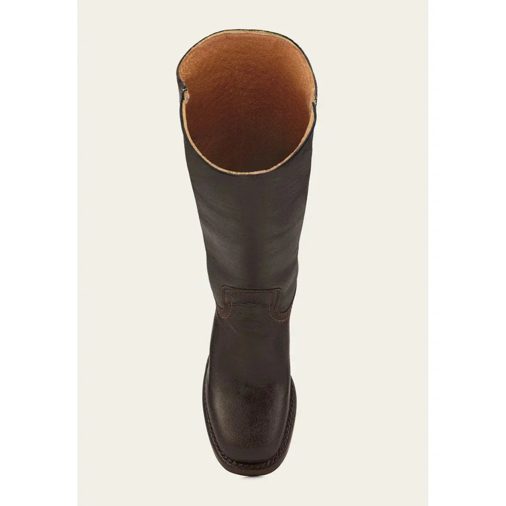Stivali alti da cowboy in pelle da donna – stile punta tonda con tacco a blocco