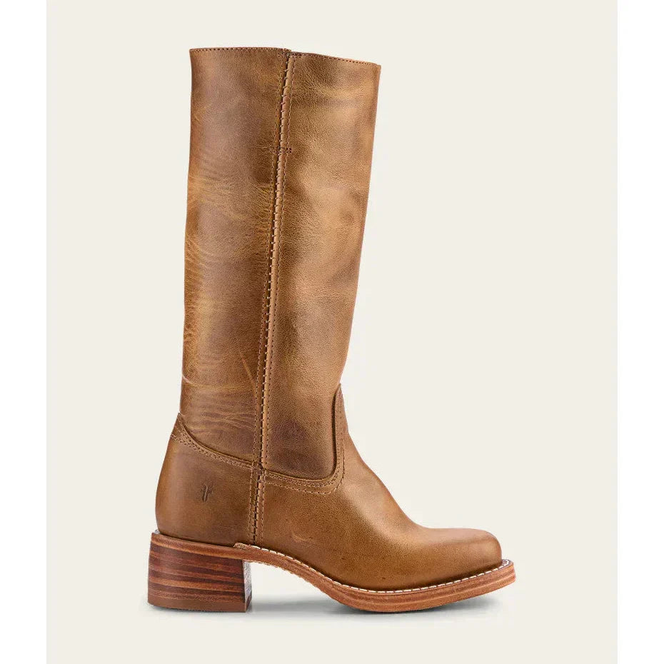 Stivali alti da cowboy in pelle da donna – stile punta tonda con tacco a blocco