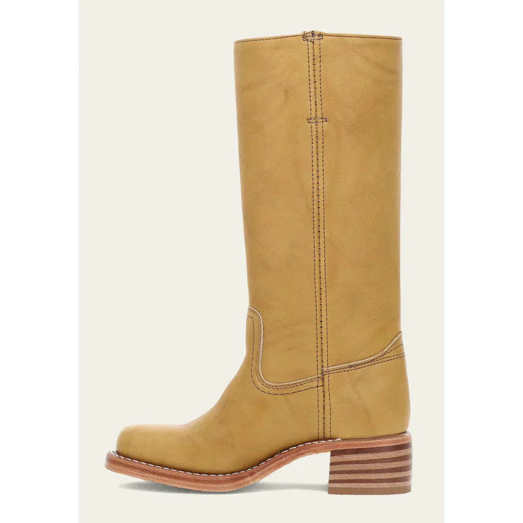 Stivali alti da cowboy in pelle da donna – stile punta tonda con tacco a blocco