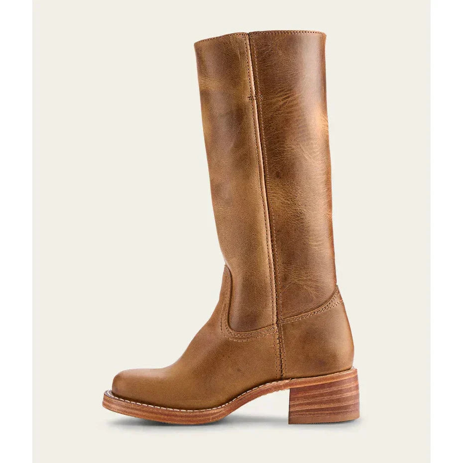 Stivali alti da cowboy in pelle da donna – stile punta tonda con tacco a blocco