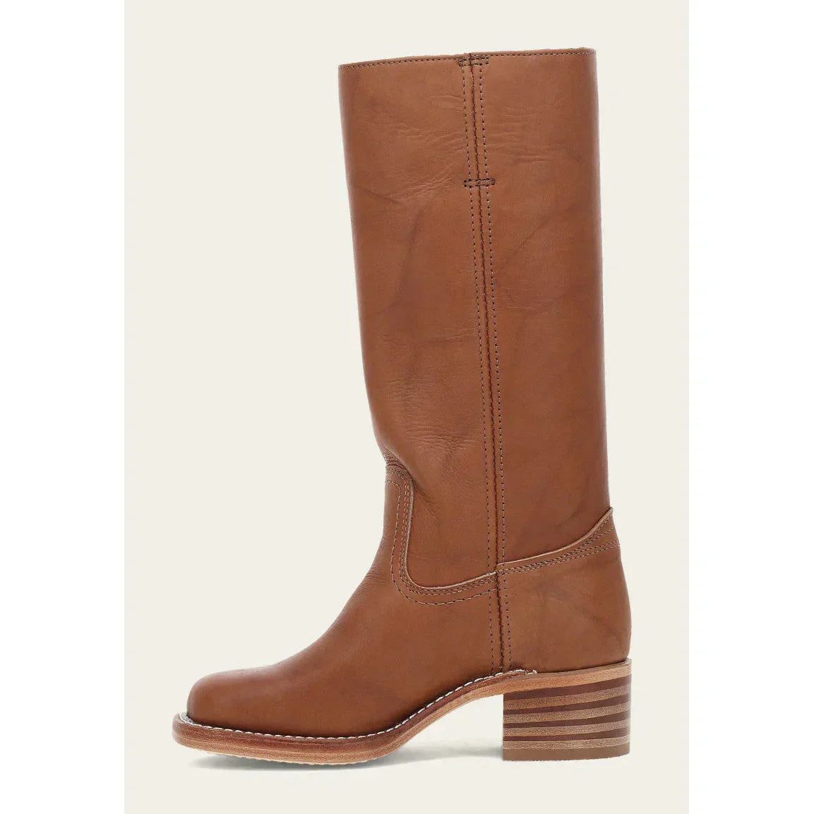 Stivali alti da cowboy in pelle da donna – stile punta tonda con tacco a blocco