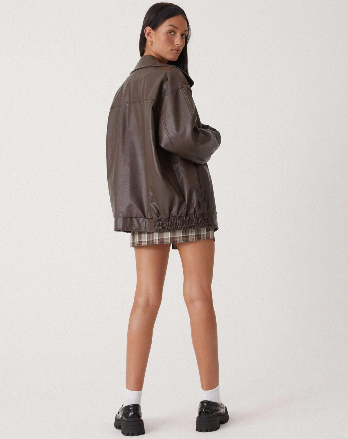 Giacca donna elegante con zip oversize in ecopelle