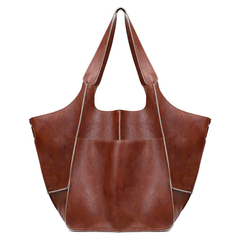 Women's Oversized Vintage Crossbody Bag – Leather Effect and Large Size