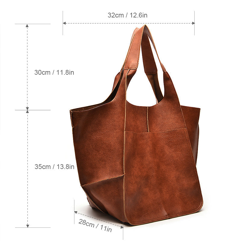 Women's Oversized Vintage Crossbody Bag – Leather Effect and Large Size