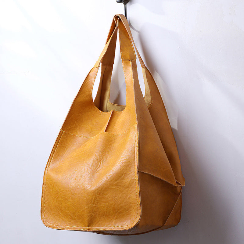 Women's Oversized Vintage Crossbody Bag – Leather Effect and Large Size