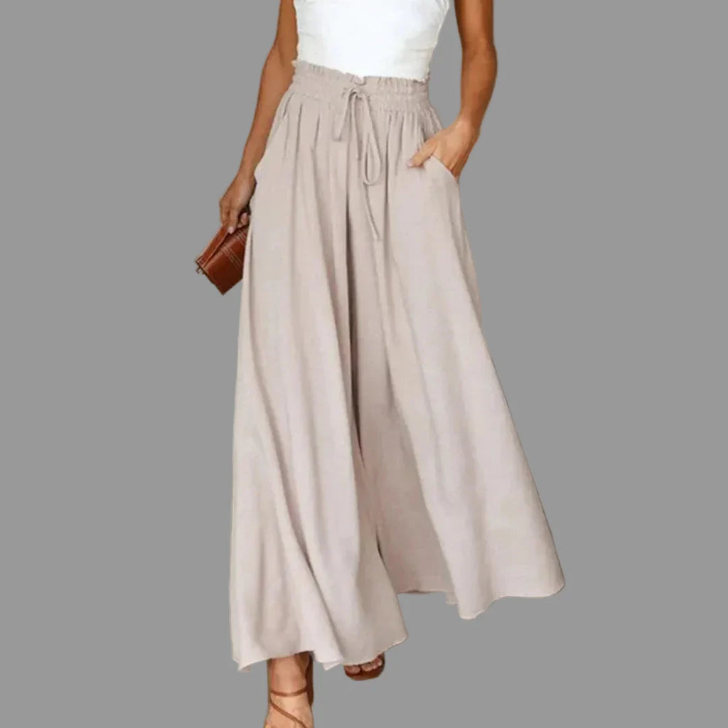 Pantaloni Donna a Vita Alta a Gamba Larga – Vestibilità Elegante Lunga