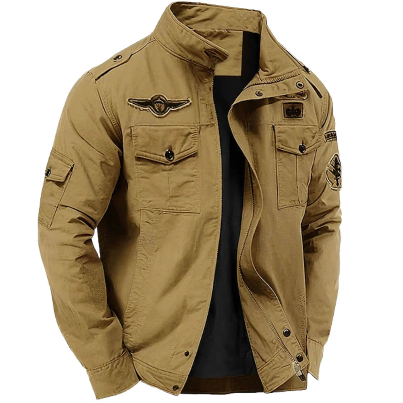 Giacca cargo strutturata premium da uomo – Giacca militare in cotone con collo alto