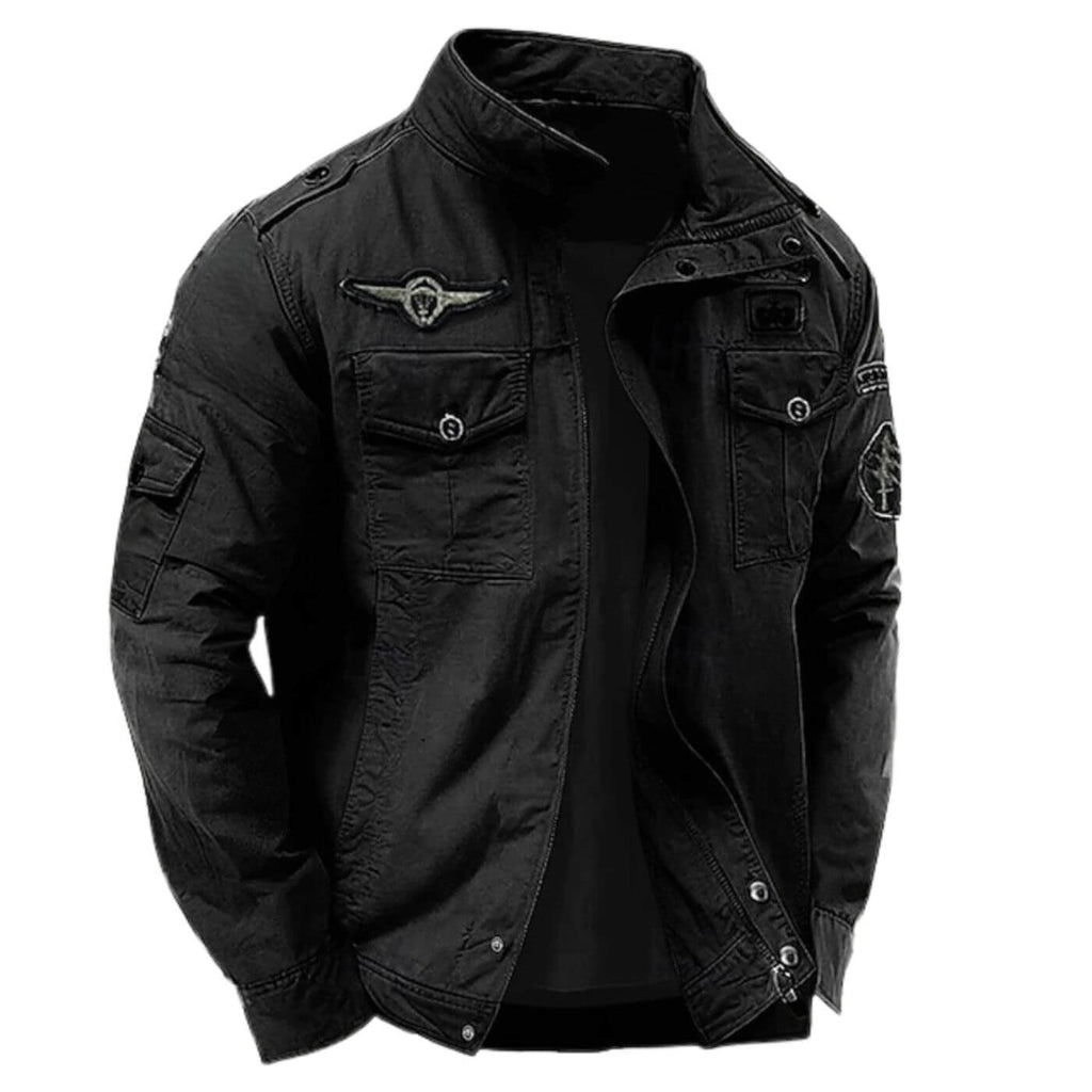 Giacca cargo strutturata premium da uomo – Giacca militare in cotone con collo alto