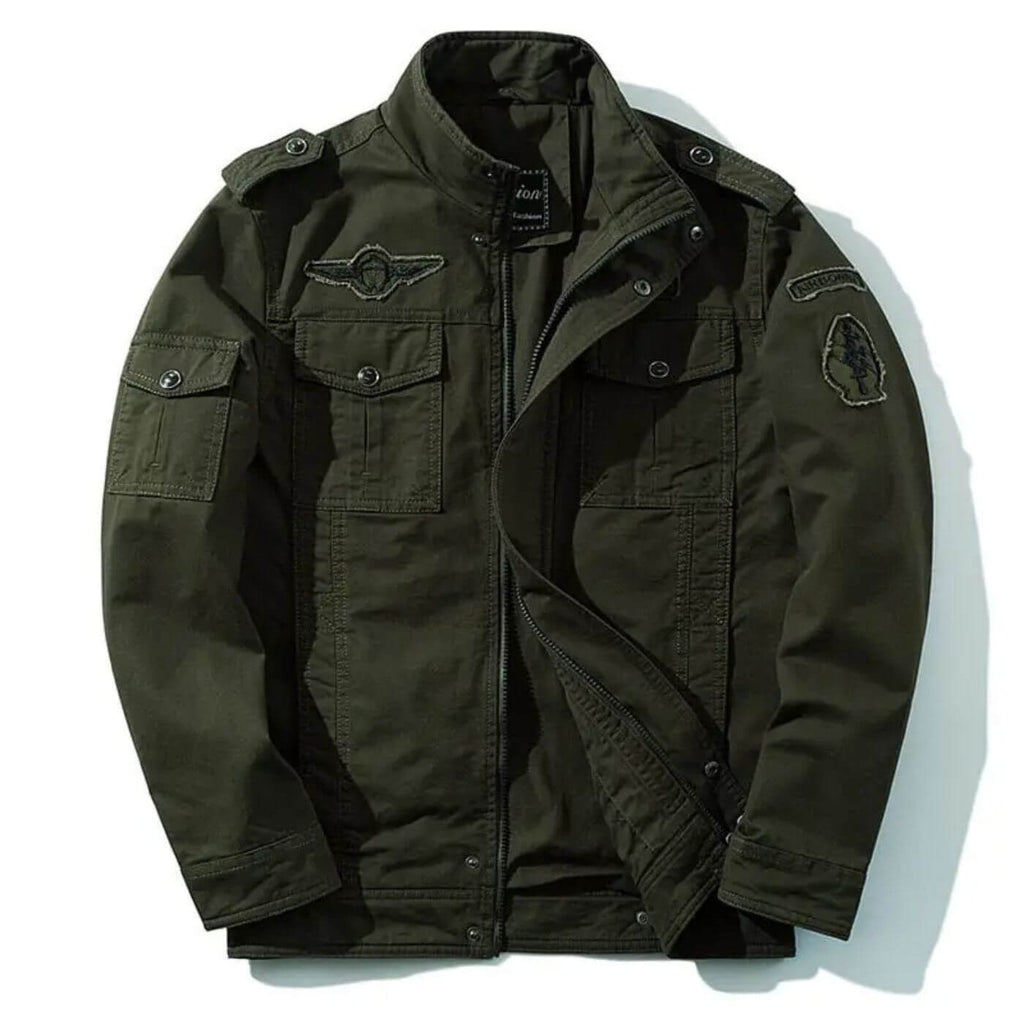 Giacca cargo strutturata premium da uomo – Giacca militare in cotone con collo alto