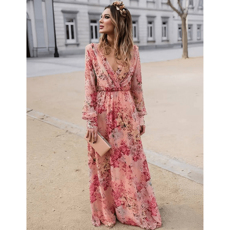 Abito lungo bohémien floreale da donna – Fascino romantico e fluido