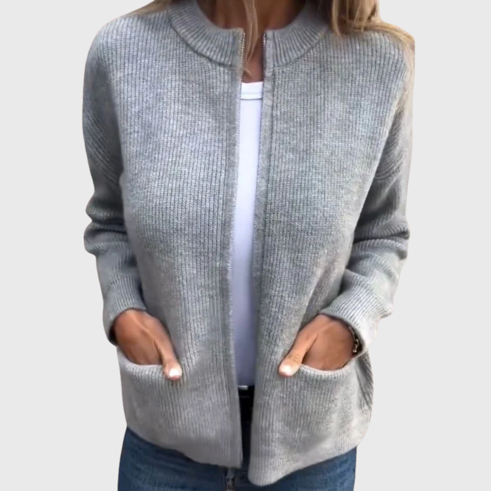 Gilet zippé pour femme avec capuche en maille douce – Confortable et décontracté