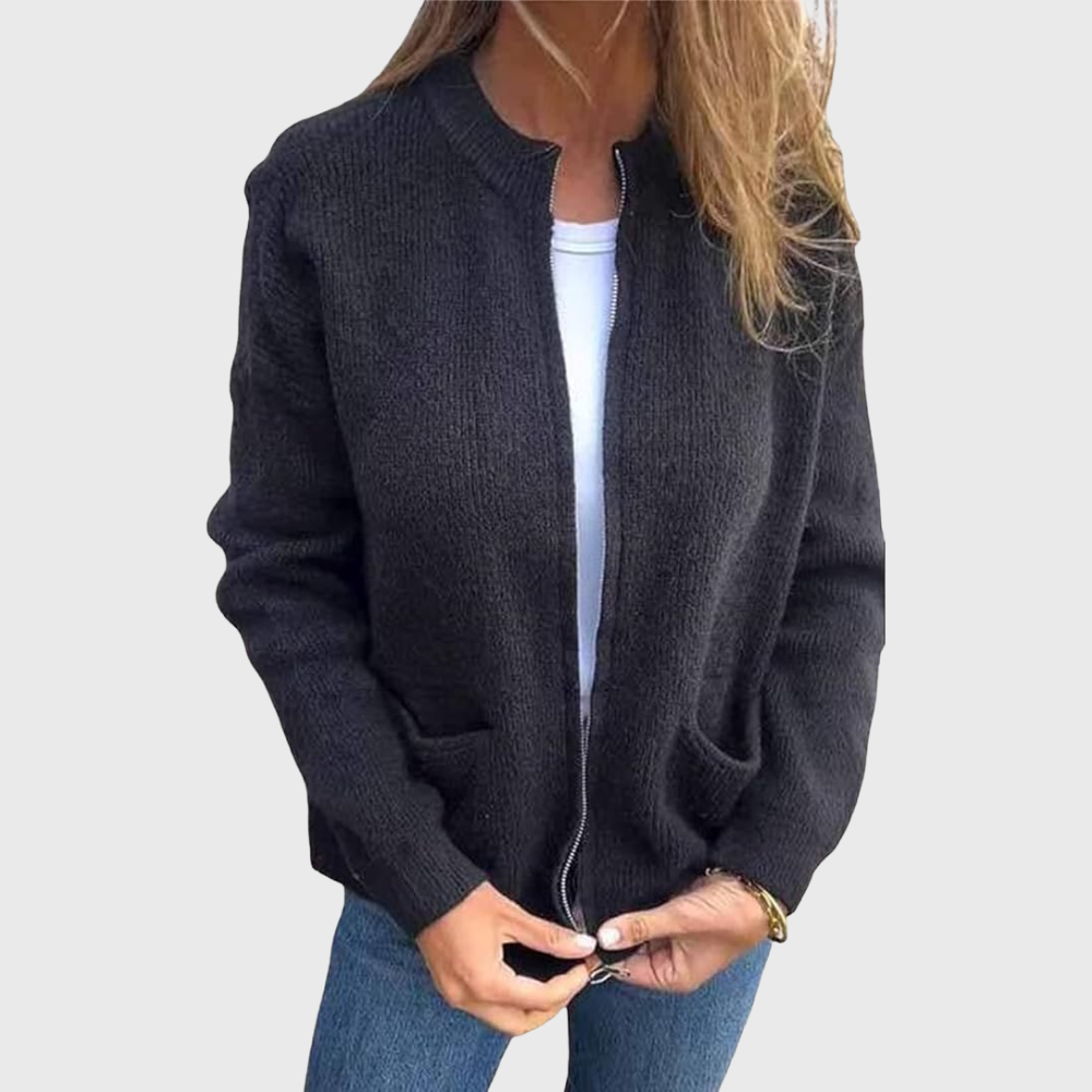 Gilet zippé pour femme avec capuche en maille douce – Confortable et décontracté