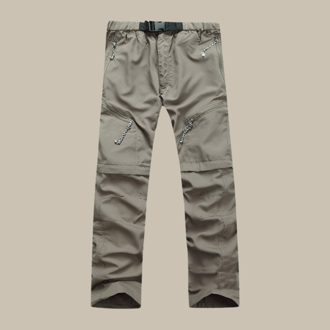 Pantaloni uomo con zip removibili, vita elastica e cerniere