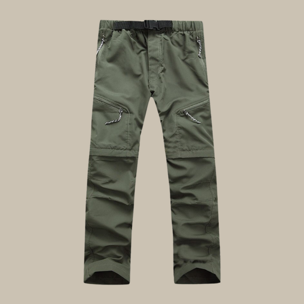 Pantaloni uomo con zip removibili, vita elastica e cerniere