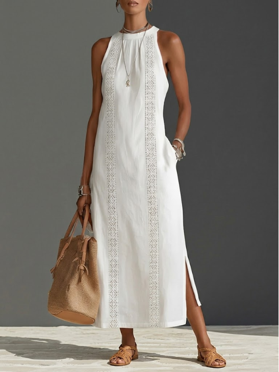 Abito maxi bianco in pizzo da donna – Romantico ed elegante