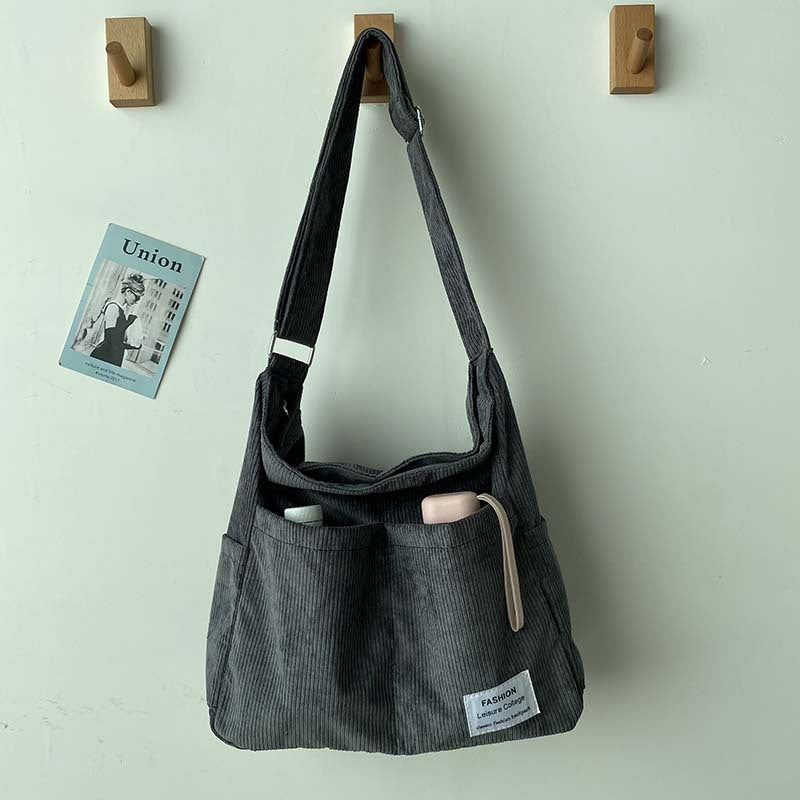Borse a tracolla classiche resistenti in tela velluto a coste da donna