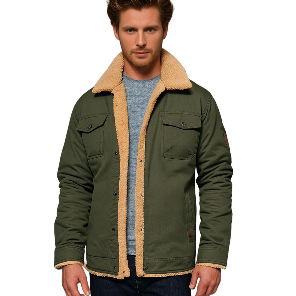 Giacca cargo da uomo con fodera in sherpa – Cappotto invernale caldo e isolante