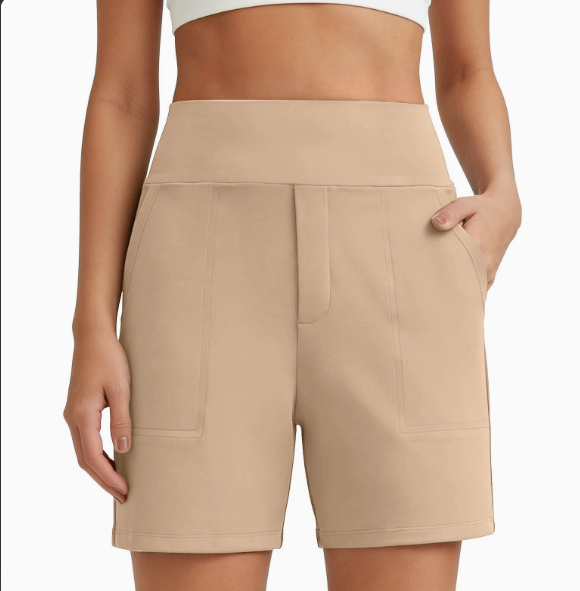 Phaedora - Shorts de mujer de talle alto con bolsillos profundos