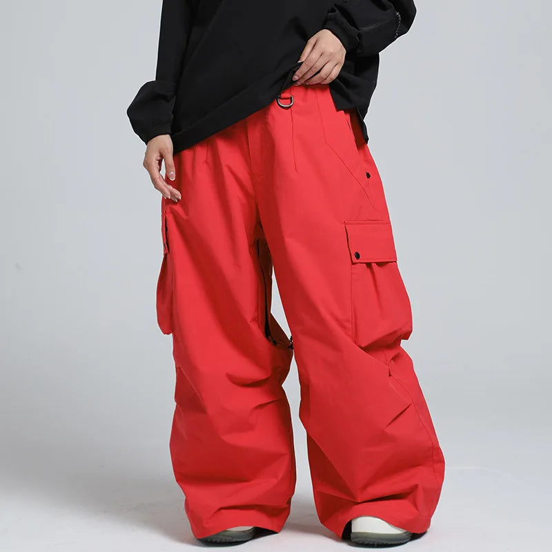 Pantaloni da sci unisex larghi – Pantaloni da snowboard traspiranti con cerniera e isolamento