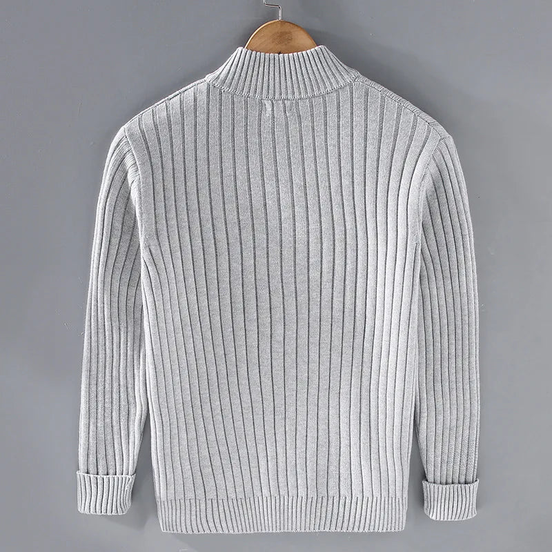 Cardigan da uomo in maglia a coste con cerniera – Pullover classico con cerniera